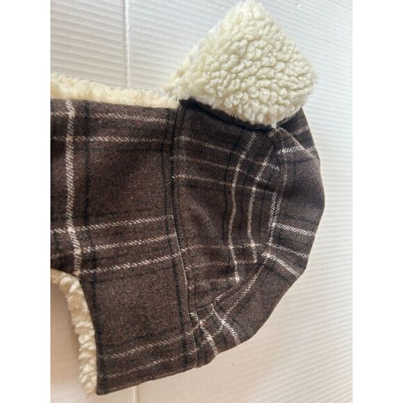 Stetson Trapper Winter Hat Brown Plaid Wool Blend Faux Sherpa Fur Lined One Size - Picture 3 of 8